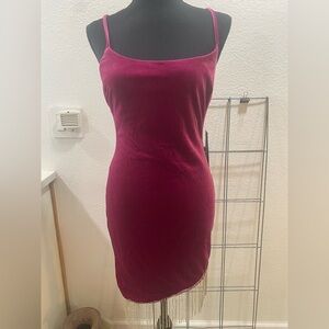 Magenta Velvet Tank Style  Dress by City Vibe from Dillards Sparkle Fringe